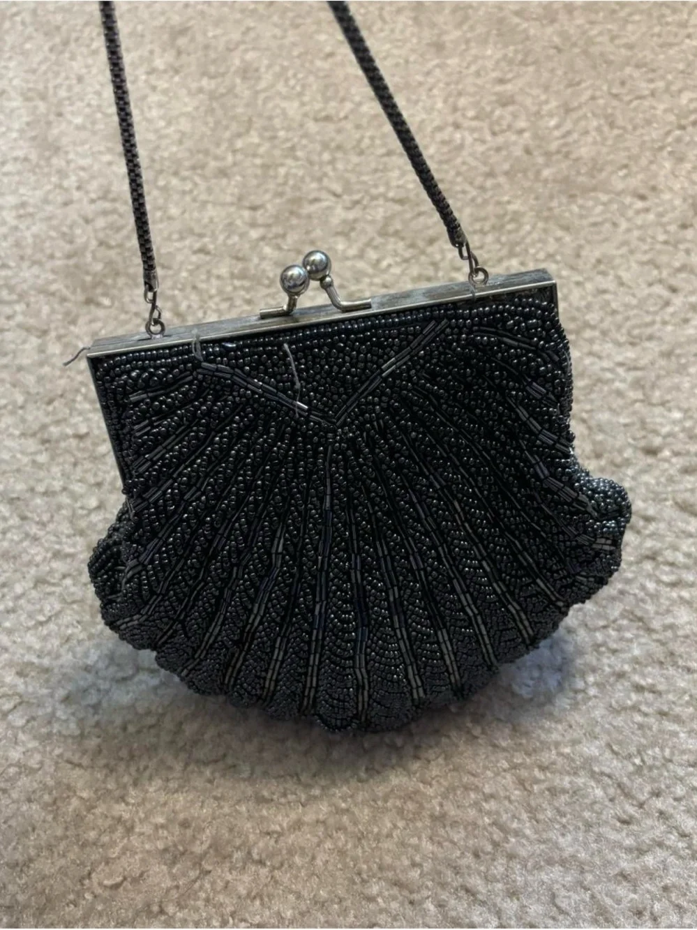 Vintage-Inspired Black Beaded Evening Bag